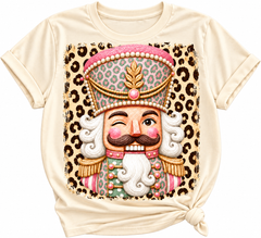 Pink Leopard Nutcracker Christmas Graphic Tee