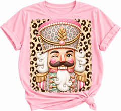 Pink Leopard Nutcracker Christmas Graphic Tee